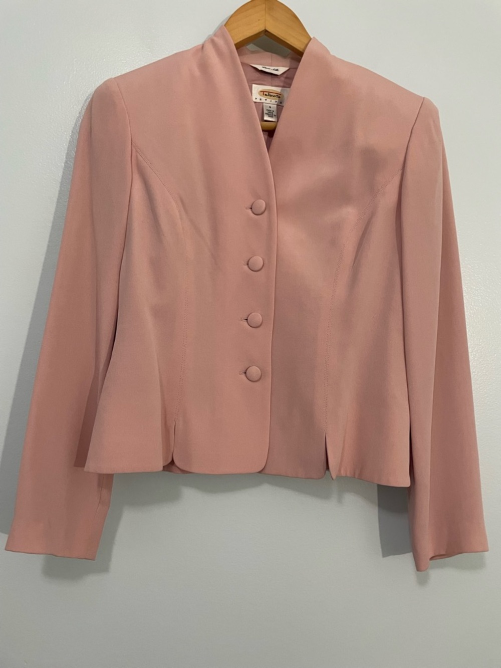 Talbots Vintage Soft Pink Silk Tailored Blazer Size 4P